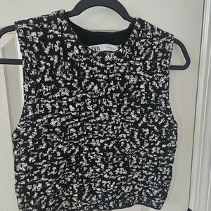 Zara Black and White Women's Top